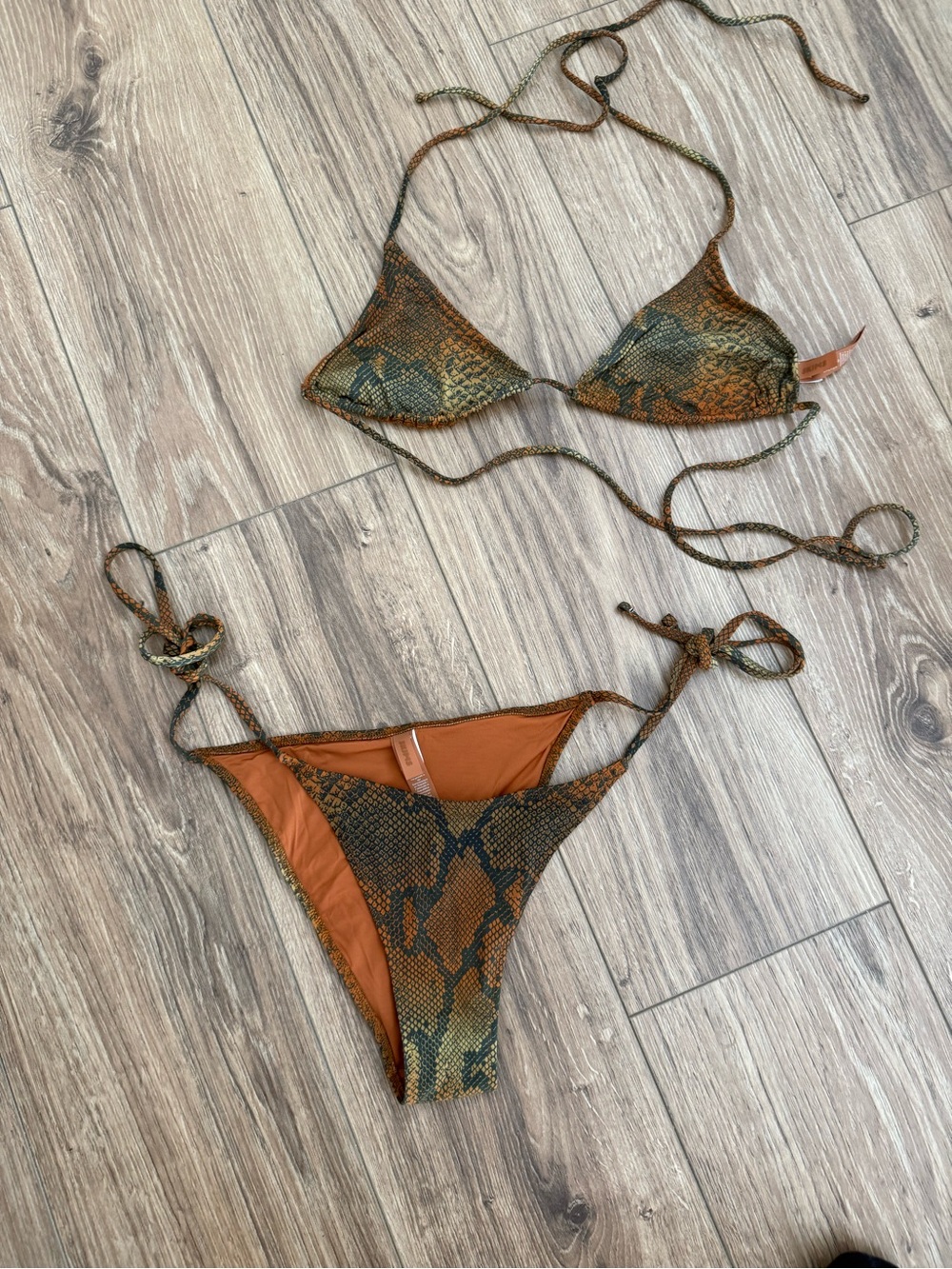 SKIMS Snake-Print Triangle Bikini Top and Tie-Side Bottoms - Picture 2 of 8